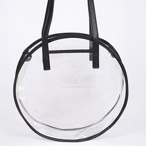 Clear Transparent Round Shoulder Tote Bag- W/ Black Accents & Pocket - NWT